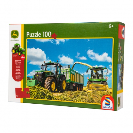 Puzzle, John Deere + SIKU traktor, Schmidt 100 dílků