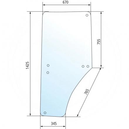 Sklo pravých dveří John Deere | L213355, L169103